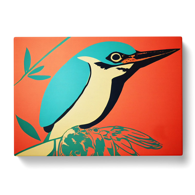 Spectacular Kingfisher Bird Abstract - Wrapped Canvas, 35cm H x 50cm W x 3cm D