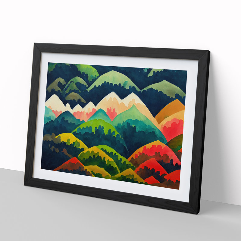 Abstract Mountain Range - Framed Print, 46cm H x 64cm W x 2cm D, Black