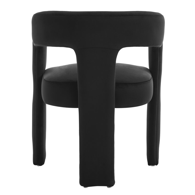 Modern Upholstered No Assembled Barrel Dining Chair, Black, 4