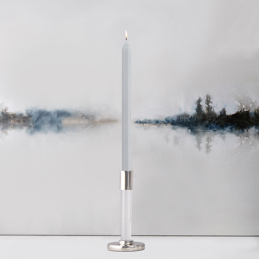 Root Candles Unscented Taper Candle, 12" H x 0.88" W x 0.88" D, Gray