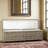 63''W Rustic Storage Bench, Stylish Natural Grey Rattan Bench with Handle for Stowing Blanket & More