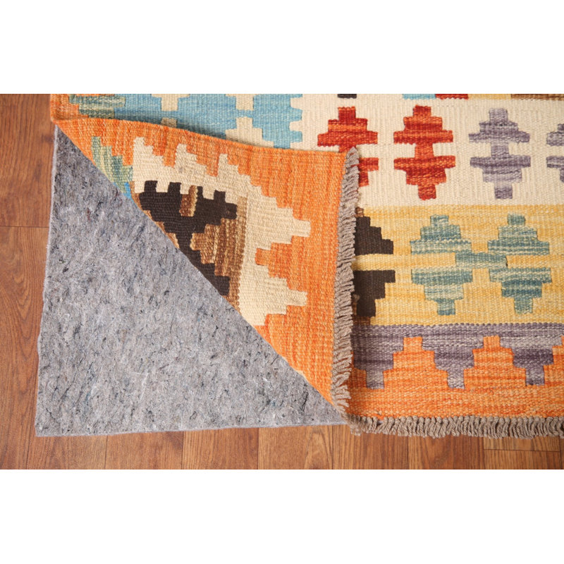 Tapis oriental réversible en laine Kilim 7 x 9