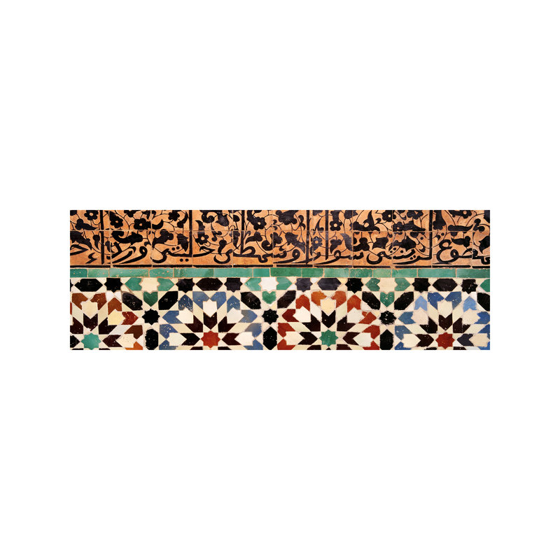 Close-up Of Design On A Wall, Ben Youssef Medrassa, Marrakesh, Morocco - No Frame Panoramic Print on Canvas