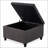 Square Storage Ottoman with Wood Legs & Button Tufting – Nailhead Trim, Upholstered Coffee Table-1893343971