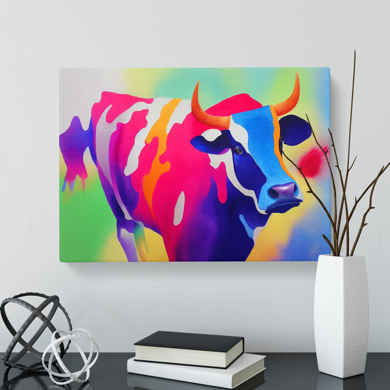 Colourful Cow Vol.5 Abstract - Wrapped Canvas, 40cm H x 60cm W x 3cm D