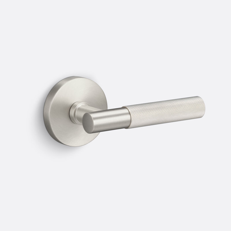 Rosette artificielle ronde Aspra, poignée moletée, Nickel satiné, Double Dummy