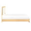 Grand lit, contemporain, lit, tête de lit à panneau à DEL, finition naturelle et blanche, tableau, papier 3D, stratifié, mobilier de chambre à coucher, fabrication en bois de sommier, utilisation,