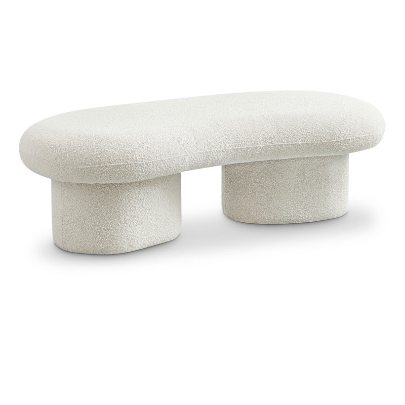 Luka Ipswich Schriver Upholstered Bench, Black Boucle Fabric