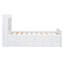 Lit simple en bois avec tête de lit avec prises de courant, lit extensible avec lit gigogne simple avec trois tiroirs de rangement, blanc