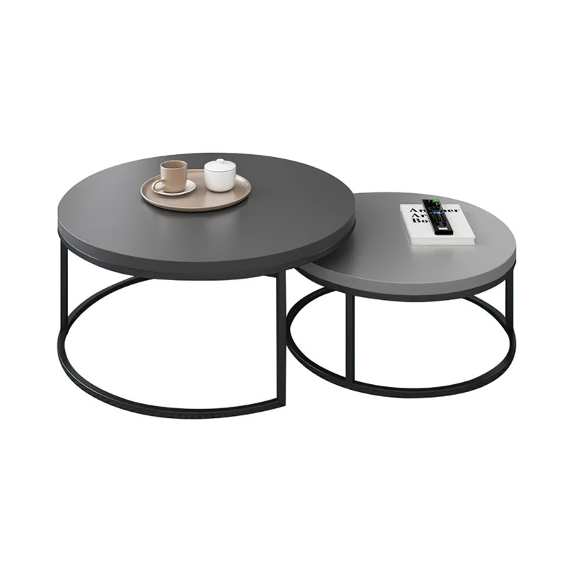 Table basse gigogne ronde 2 pièces Banvra, Gris