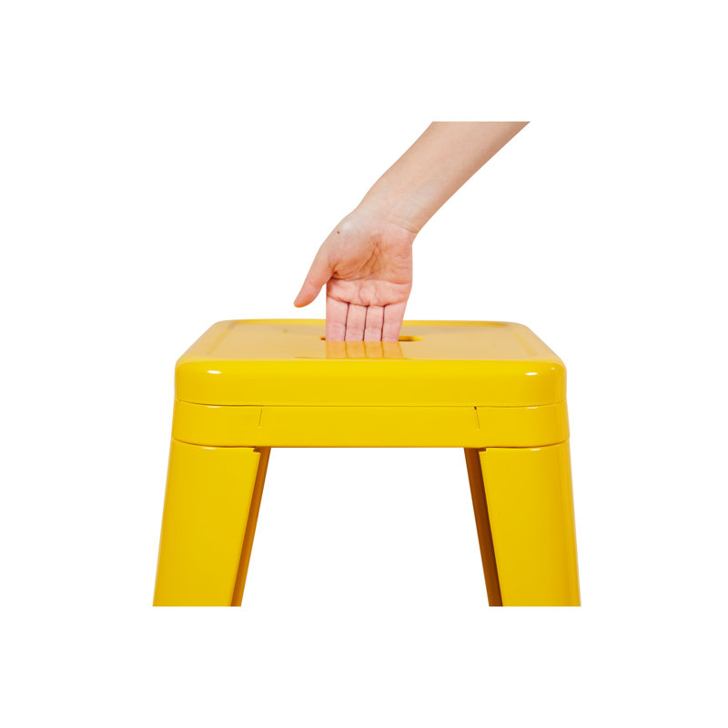 Tabourets de bar en métal sans dossier, hauteur de comptoir 76 cm (lot de 4), jaunes, non empilables, démontables, montage rapide, pour îlot de cuisine, bar, salle à manger, structure stable et robuste, facile à monter.