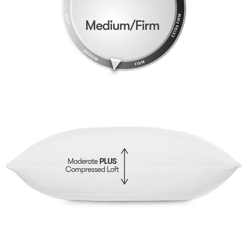 Down Illusion Polyester Hypoallergenic Medium-Firm Cooling Pillow, Queen Pillow: 20" x 28"