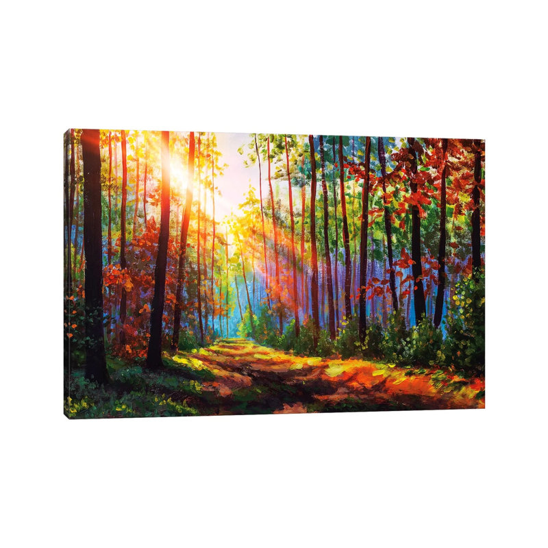 Amazing Autumn Forest In Morning Sunlight. by Valery Rybakow - Wrapped Canvas Painting, 66.04 cm H x 45.72 cm W x 1.91 cm D