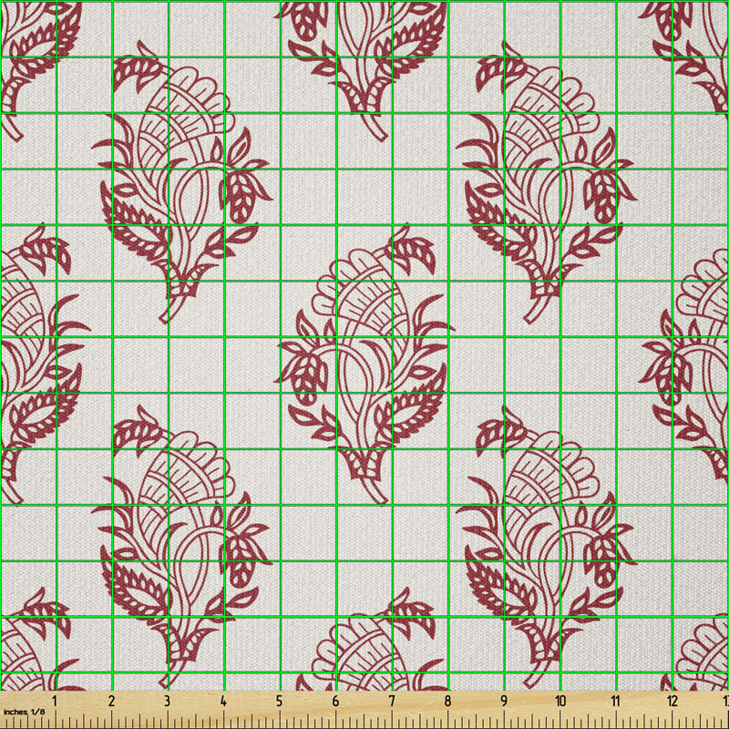 Tissu Ambesonne Vintage par The Yard, motif floral simpliste avec motif de branches d'inspiration jacobienne, carré