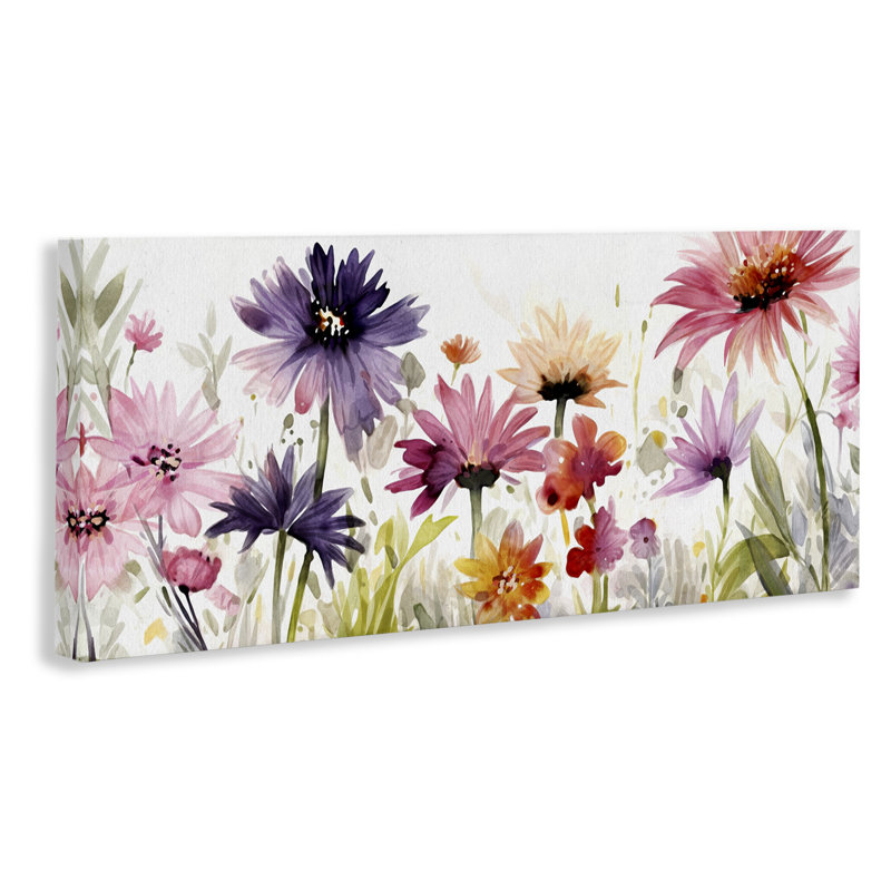 Fleurs roses et mauves par Ziwei Li, H 13 po x l 30 po x P 1,5 po