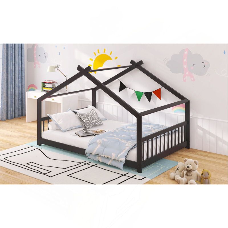 Full Size House Bed Wood Bed, Full, Espresso
