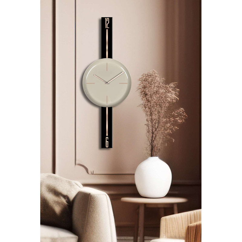 Horloge murale élégante 30 po x 31,5 po | Fabrication 100% acier, épaisseur: 0,04 pouce | Design élégant noir et cappuccino, parfait pour la décoration de la maison ou du bureau, pièce décorative moderne et élégante