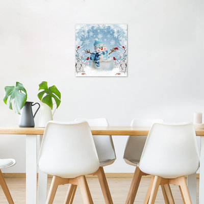 Flocon de neige blanc avec art mural en toile sans cadre 16 po x 16 po