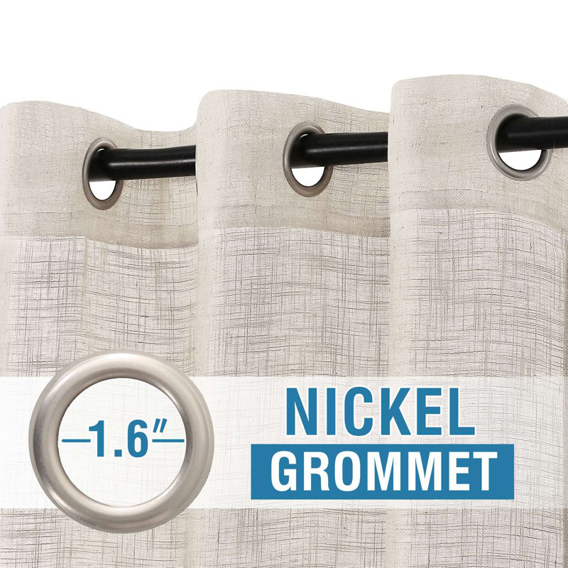 Linen Curtains Natural Linen Blended Curtains for Living Room Burlap Linen Textured Curtains Light Filtering Nickel Grommet Curtains Bedroom Curtains 2 Panel Sets Privacy Added
