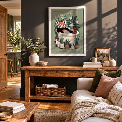 Panda Bath Time Boho - Framed Print