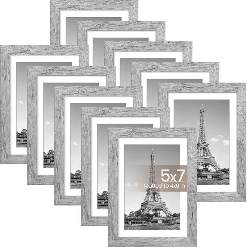 Set Of 10 Gray 5x7 Picture Frames