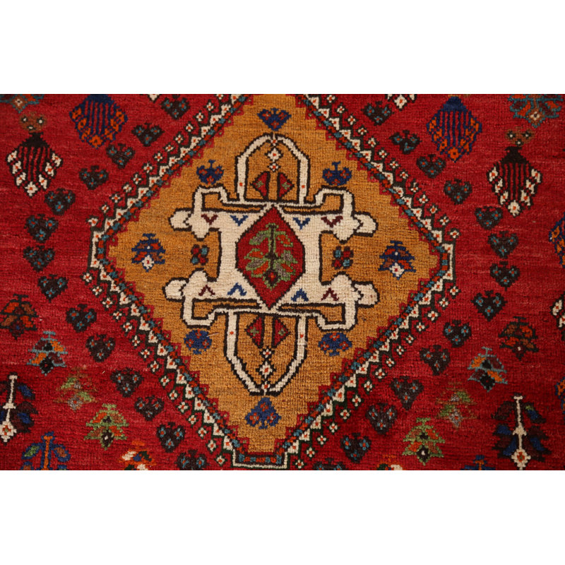 Tapis tribal rouge perse Abadeh Nafar noué à la main 6 x 9