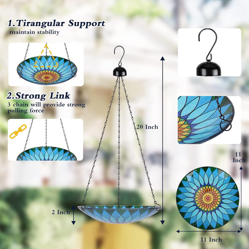 Camil Glass Hanging Birdbath