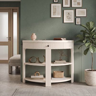 Wood Console Table with Drawer and 2 Shelves