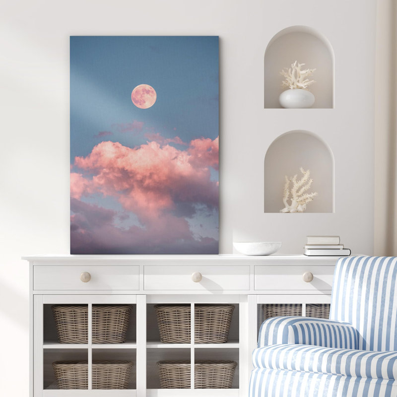 «Pink Cloudy Sky Moon» sur toile, H 18 po x l 12 po