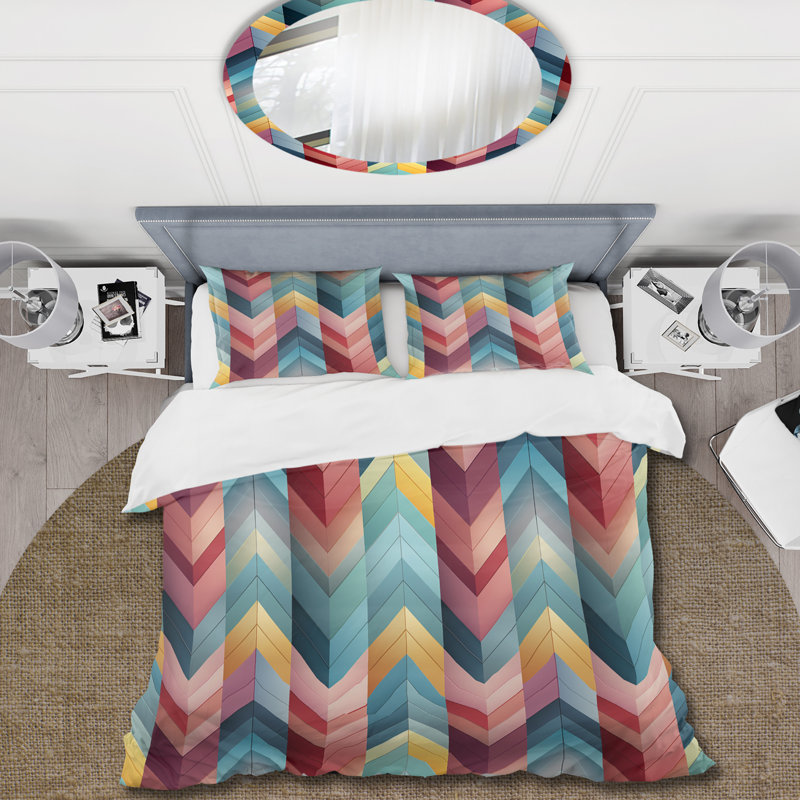 Ensemble de housse de couette à motif chevron Architectural Splendor, Housse de couette pour très grand lit et 2 très