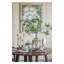 Vase arrondi en verre transparent avec col étroit et motif botanique vert et or, H 16,5 po