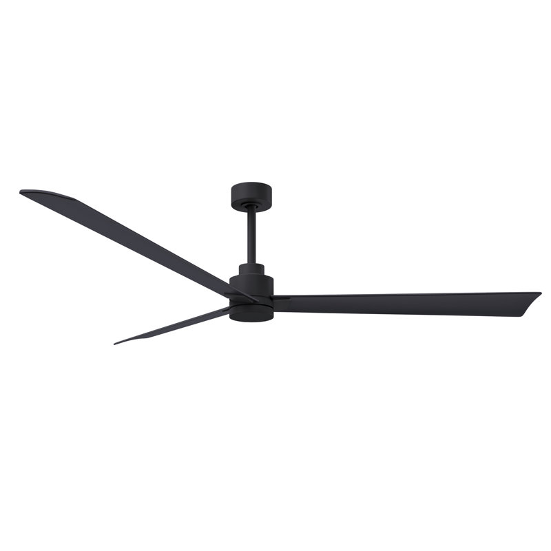 Alessandra Outdoor Downrod Ceiling Fan, Matte Black, Matte Black