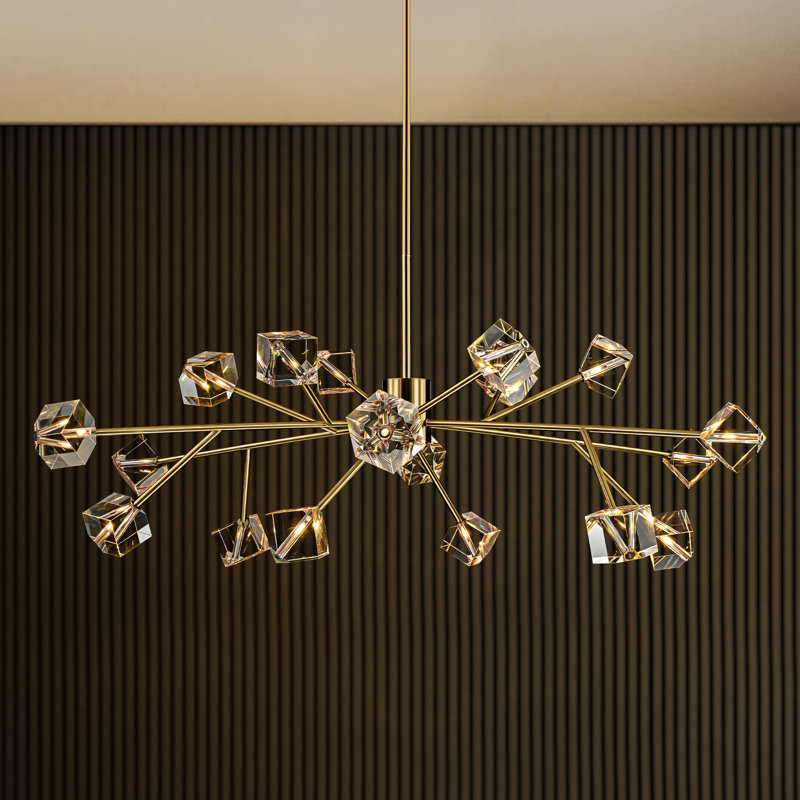 Lustre en cristal 18 lumières Burness, Doré