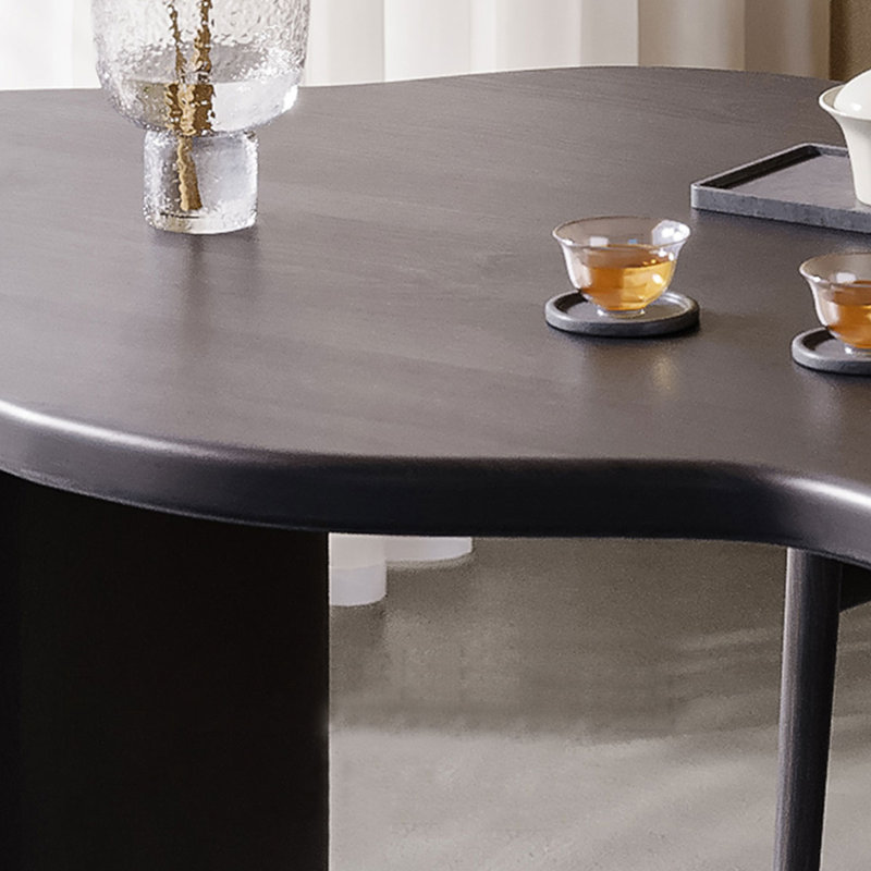 Black Free form Solid Wood Dining Table, 29.53"H x 47.24"L x 23.62"W