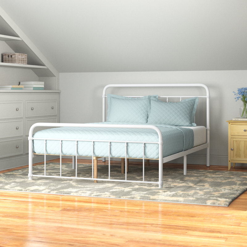 Aldiana Metal Slat Bed, King, White