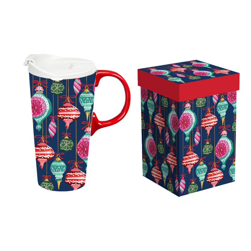 Tasse de voyage en céramique parfaite, 17 oz, avec boîte-cadeau, ornements