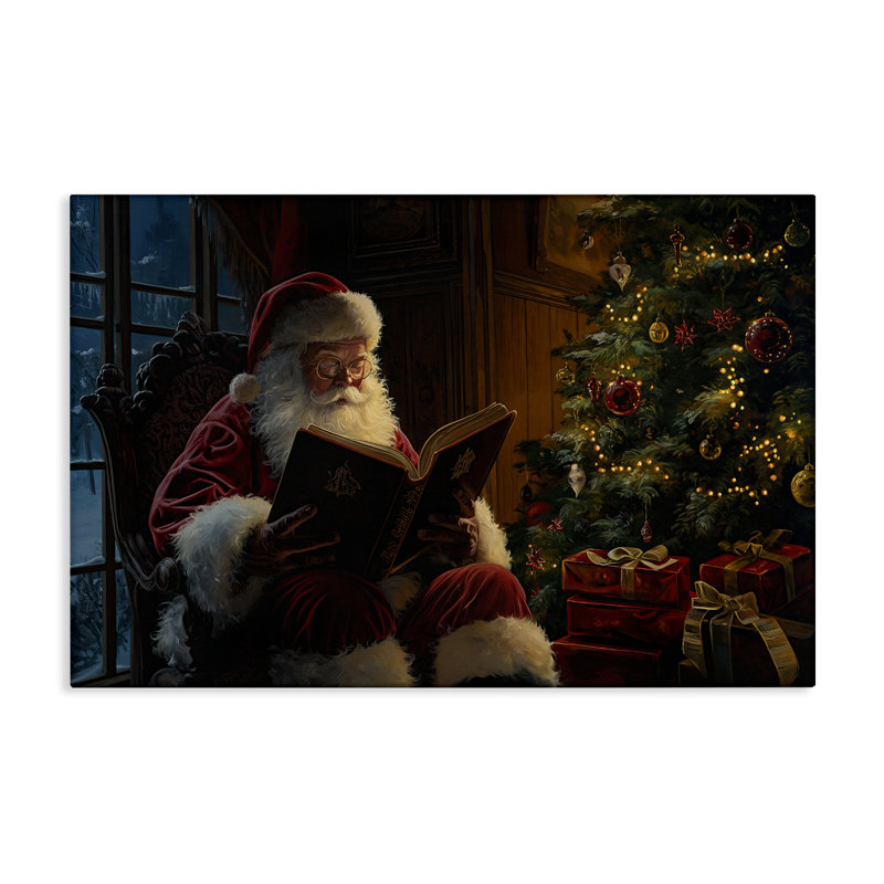 "Santa lecture" par Tree, impression sur toile par Imagine It Images, H 16 po x l 16 po