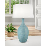 Filare 31 in. Spun Sky Blue Ceramic Table Lamp