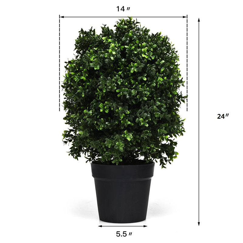 24'' Faux Boxwood Tree in Planter