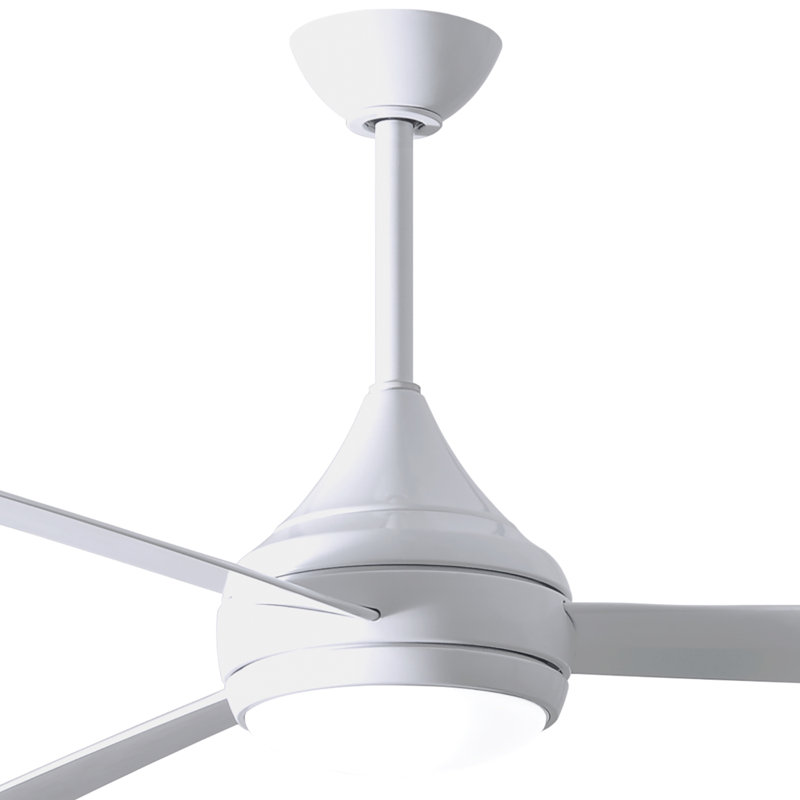 Donaire LED Outdoor Downrod Ceiling Fan, Gloss White, Gloss White
