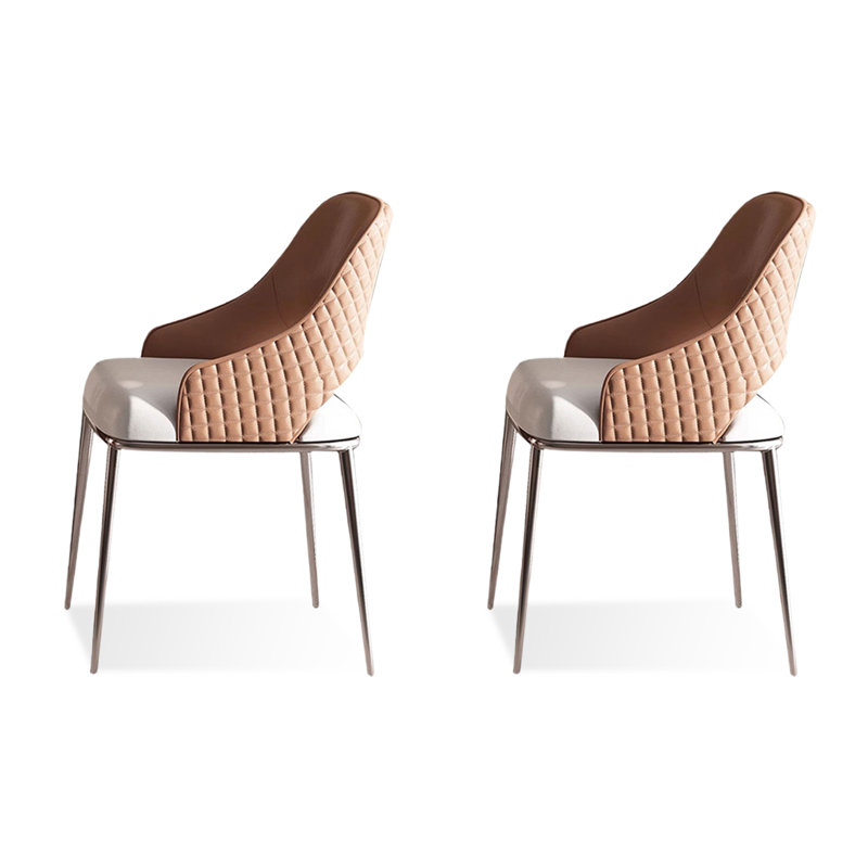 Chaise d'appoint à dossier brun uni (ensemble de 2)