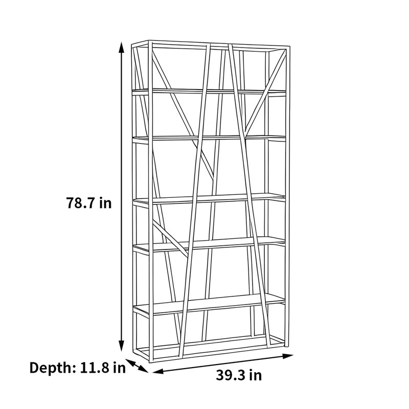 A uniquely charming bookcase, ( 5 Shevels) 78.7"H x 39.3"W x 11.8"D