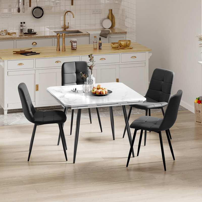 4 - Person Dining Set, Black, White