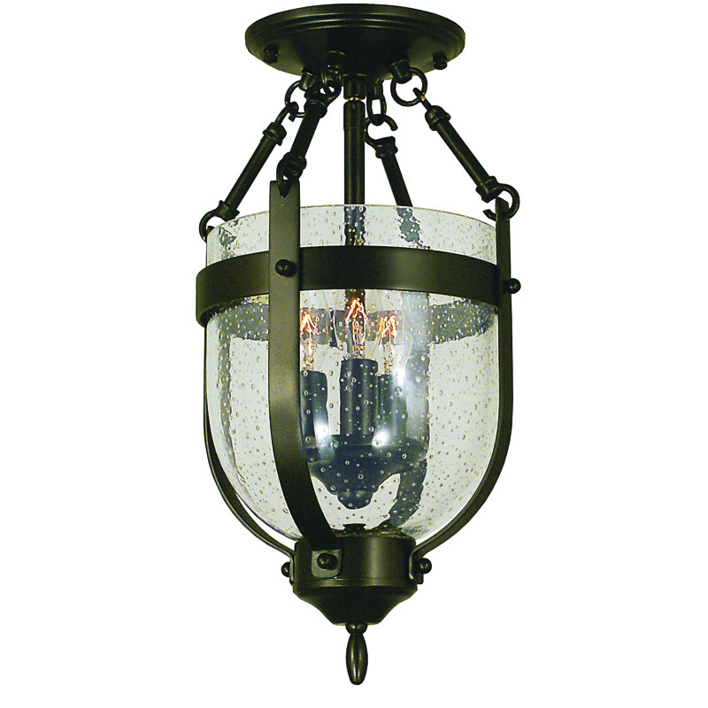 Plafonnier semi-encastré 3 lumières unique 8 po Goff, Nickel brossé