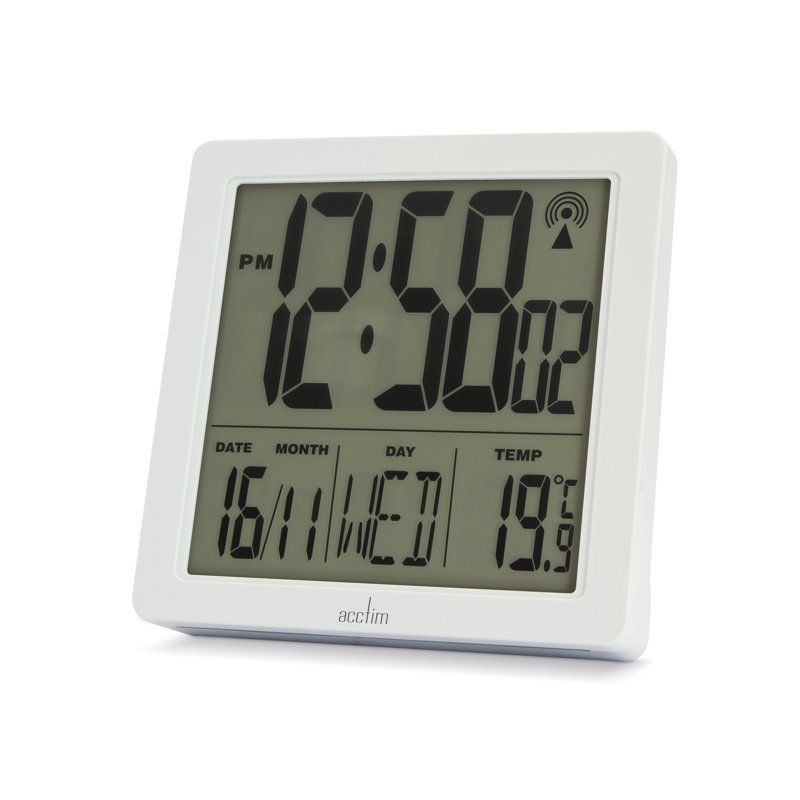 Varsity Radio Controlled Multifunction Display Alarm Clock, White