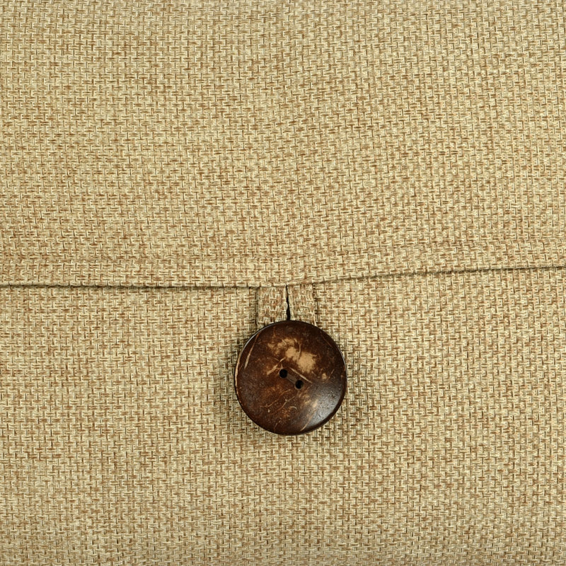 Taupe Linen Texture Button Lumbar Pillow Cover 13" x 20"