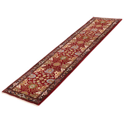 One-of-a-Kind 2'9" X 11'10" New Age Runner Wool Area Rug in Dark Red