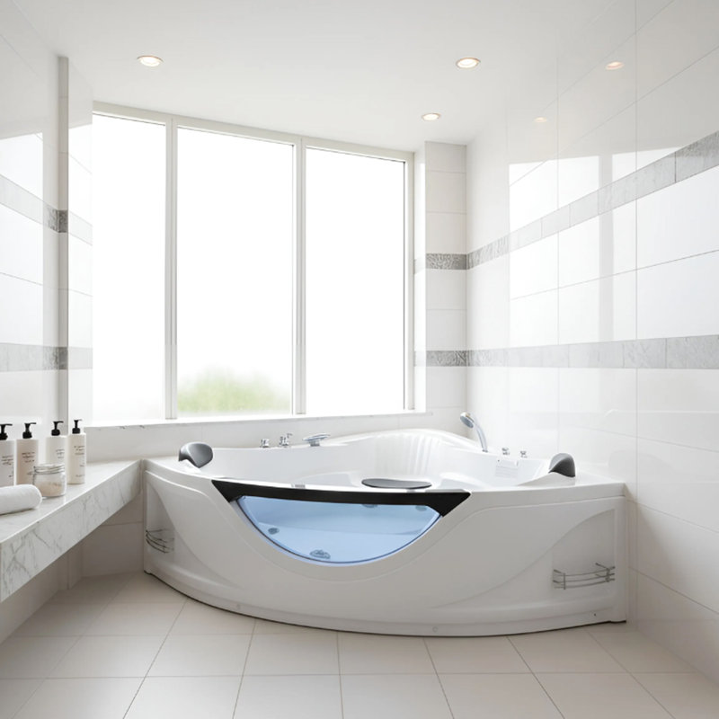 Luxury 2 - Person Tub With 6 Hydro Massage Jets, , And Adjustment, Bringing A Spa Experience Home 59" Corner Jetted Bathtub Ul Pump, Lights, Ideal For Relaxing Unwinding