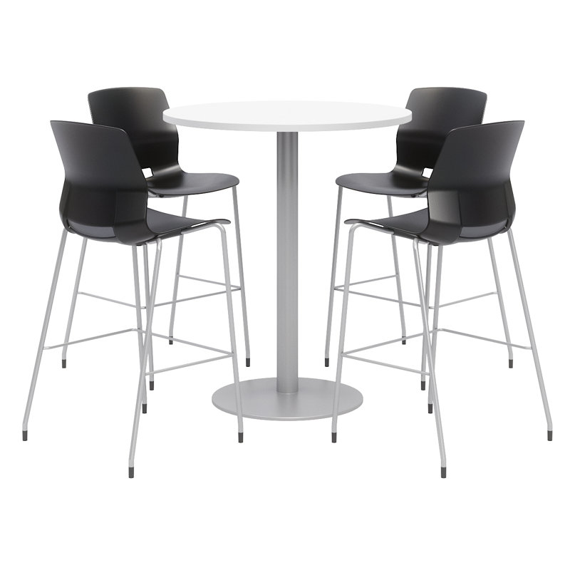 Ensemble de table de salle à manger et de chaises 42 "L, Noir, noir, noir, noir, Blanc de designer