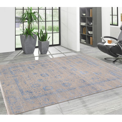 Transitional Silver/L. Blue Area Rug